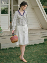 Simple Retro Women's Printed Patchwork V-Neck Casual Shirt